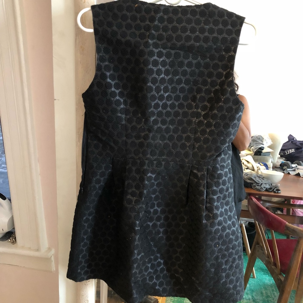 60s style brocade bow dress w buttons mod femme girly metallic cocktail french - Picture 3 of 5